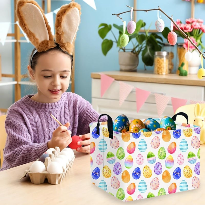 FXOCSHE Rectangular Cute Easter basket,Easter basket empty,Storage Basket for baby Bedroom,Toy Gift Organizerm,Kids Storage Bin,Gift baskets,Easters Home Decor(Blue Easters egg) - Image 4
